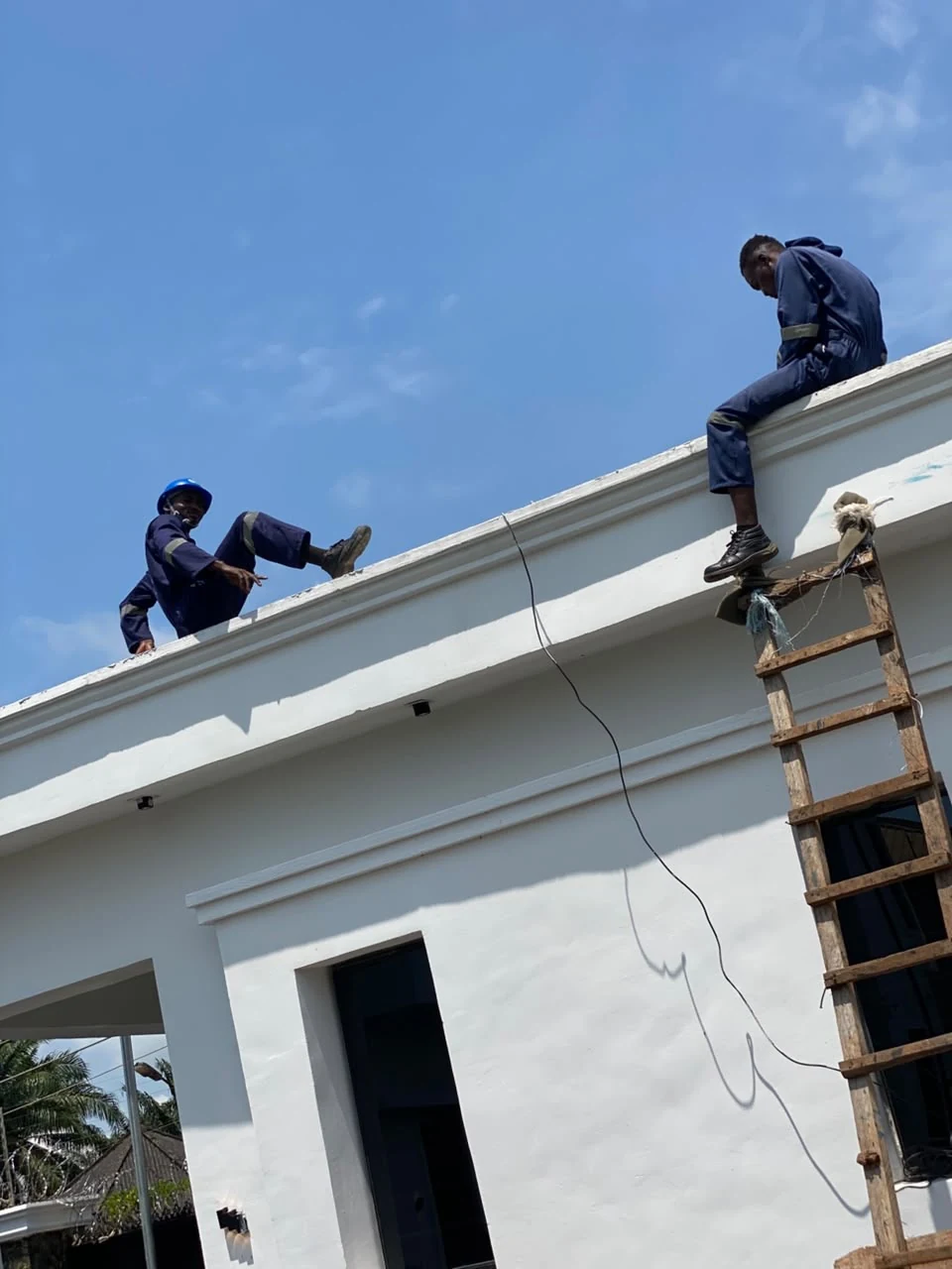 Electrical technicians working on a building installation