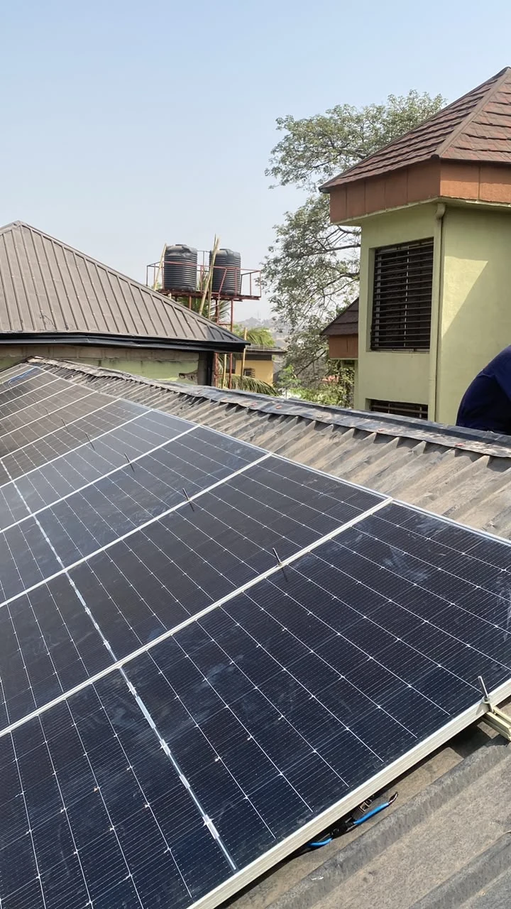 Solar panel array installed on a roof